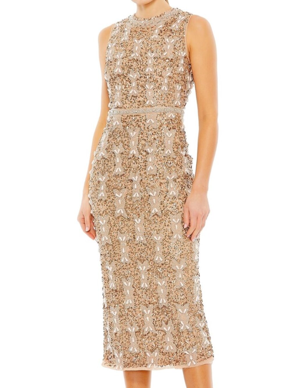 Mac Duggal Copper Embellished Sheath Midi Dress NWT sz 6